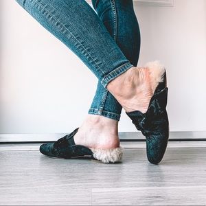 Bill Blass Slides with sheep fur